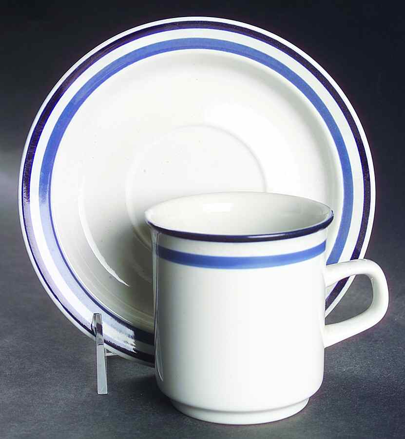 Satellite Slate Blue Flat Cup & Saucer Set by Newcor-1