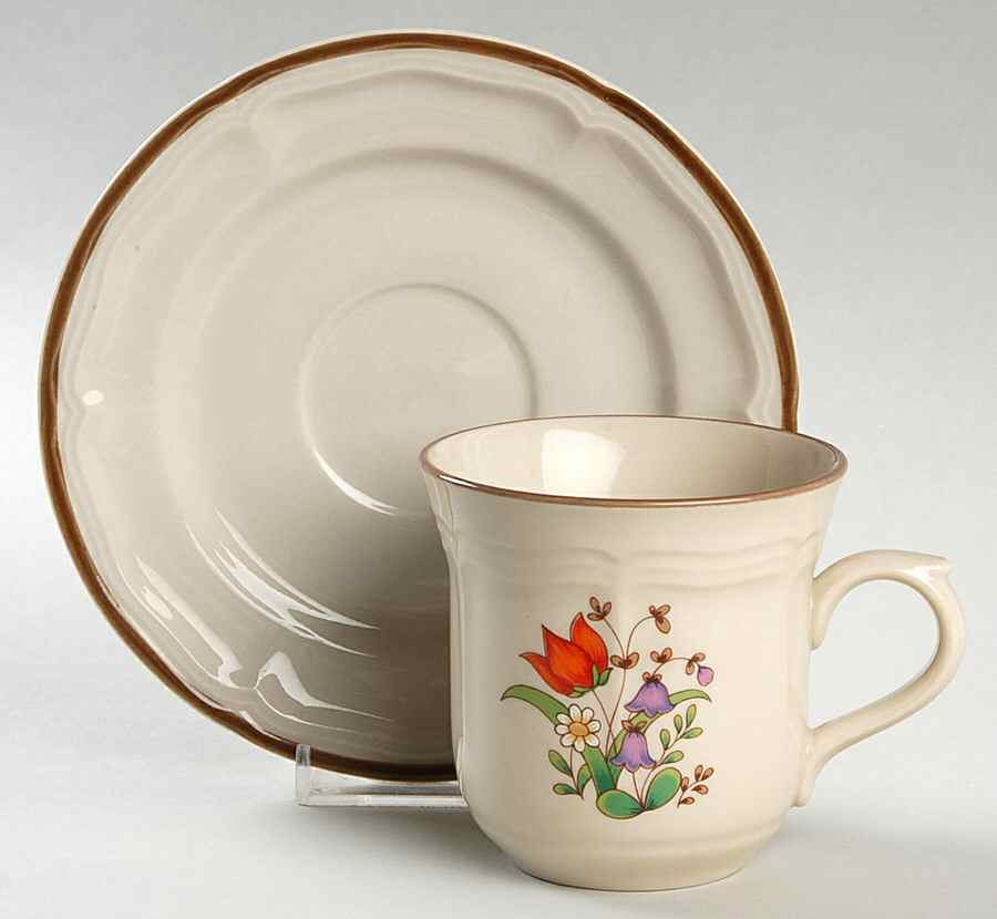 Spring Garden Flat Cup & Saucer Set by Newcor-1