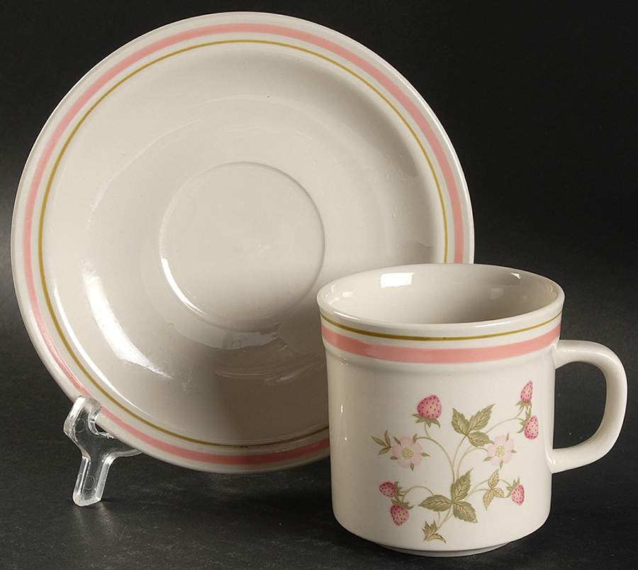 Strawberry Patch Flat Cup & Saucer Set by Newcor-1