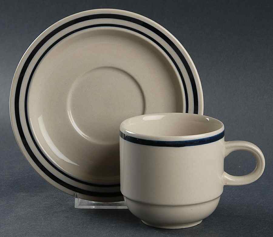 Versailles (Dark Blue Flowers) Flat Cup & Saucer Set by Newcor-1