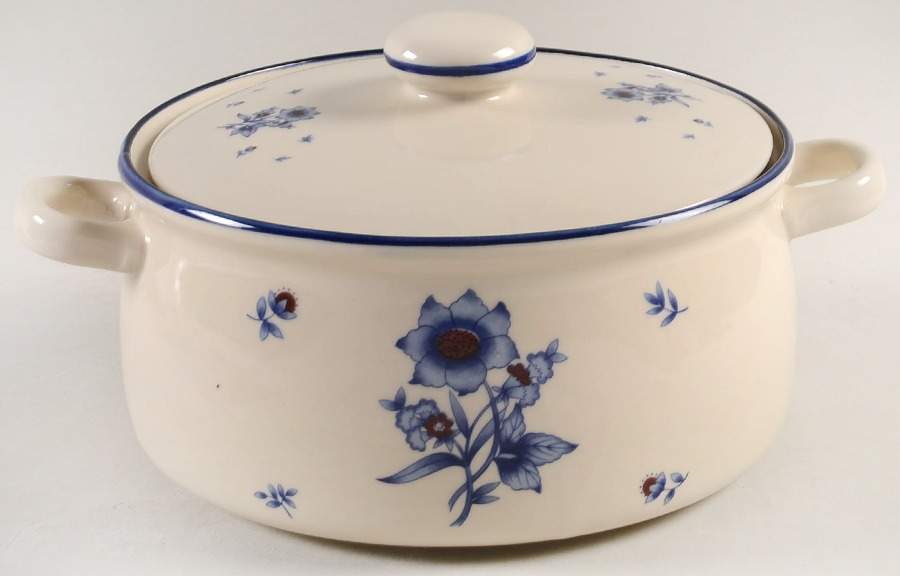 Versailles (Dark Blue Flowers) 2.25 Qt Round Covered Casserole by Newcor-1