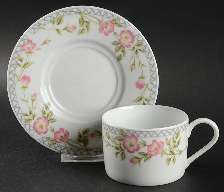 Arbor Roses Flat Cup & Saucer Set by Nikko-1