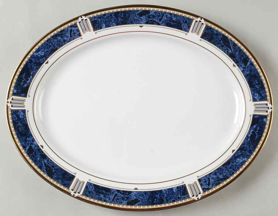 Azure Gold 14" Oval Serving Platter by Nikko-1