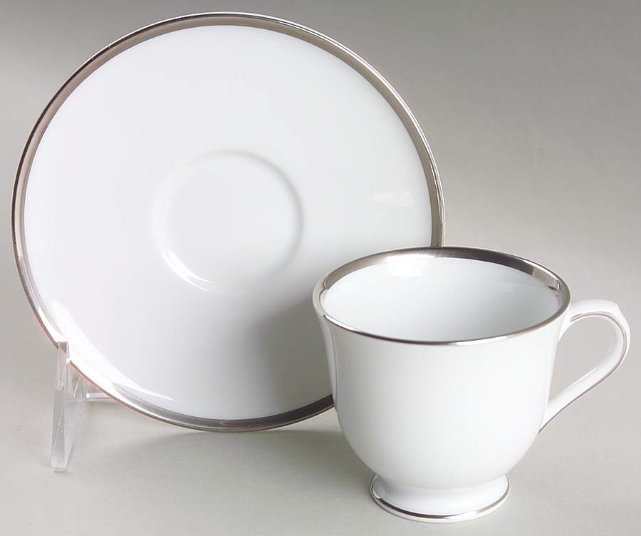 Band of Platinum Footed Demitasse Cup & Saucer Set by Nikko-1