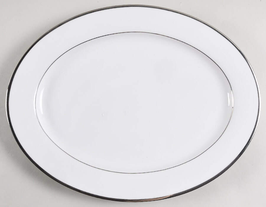 Band of Platinum 14" Oval Serving Platter by Nikko-1
