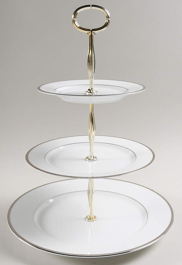 Band of Platinum 13 7/8"-14 1/4" 3-Tiered Serving Tray(DP,SP,BB) HC by Nikko-1