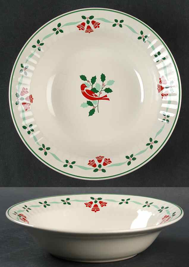 Bells & Holly Rim Soup Bowl by Nikko-1