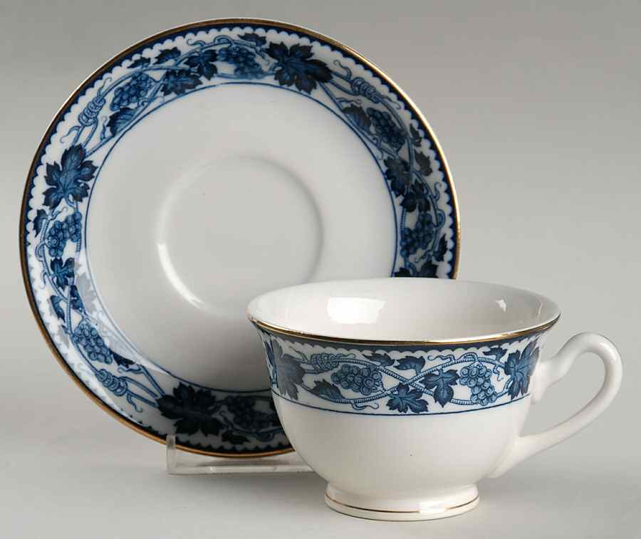 Blue Grape Footed Cup & Saucer Set by Nikko-1