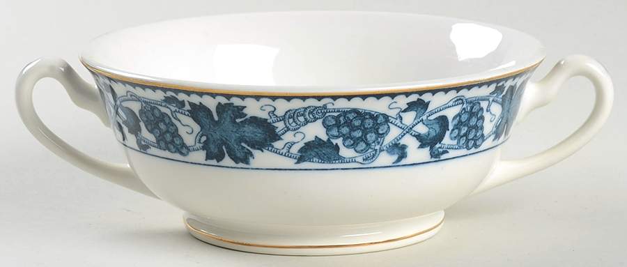 Blue Grape Footed Cream Soup Bowl by Nikko-1