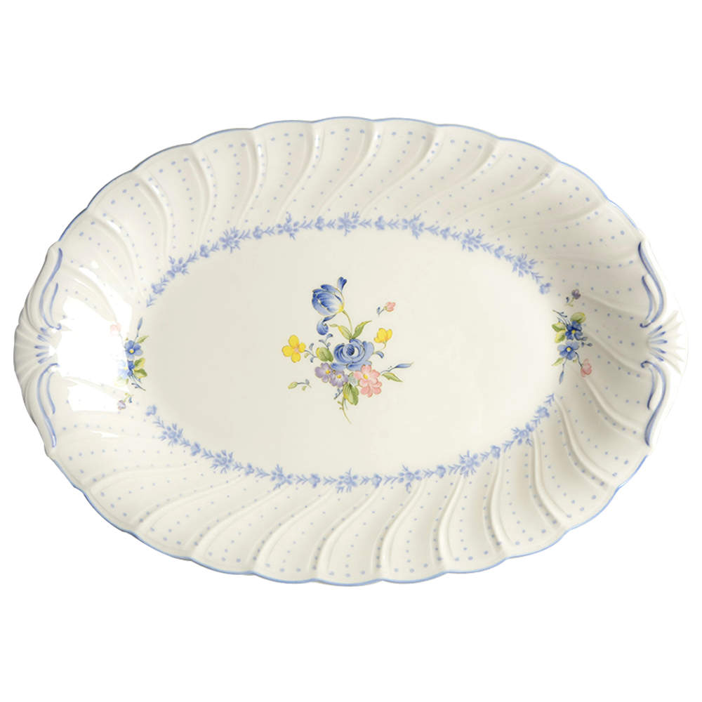 Blue Peony 14" Oval Serving Platter by Nikko-1