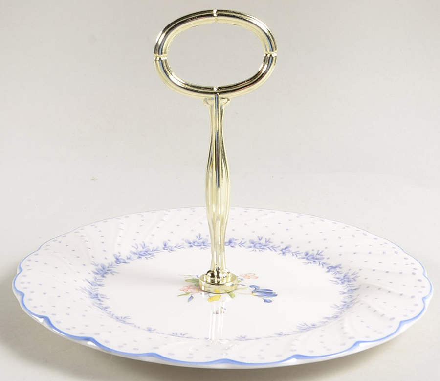 Blue Peony Round Serving Plate with Handle (SP) by Nikko-1