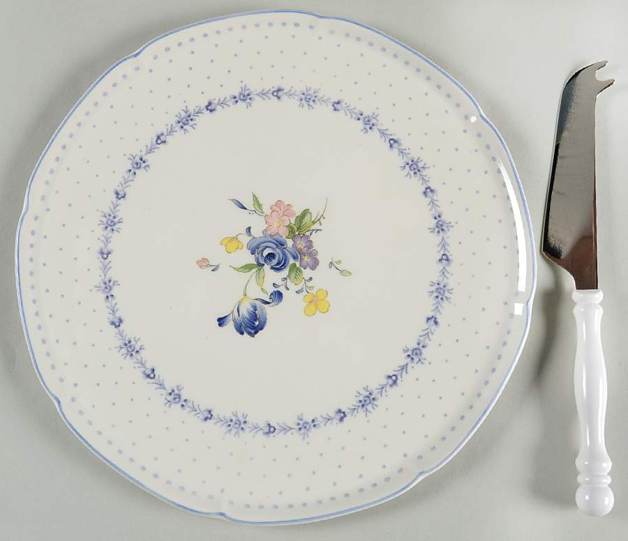 Blue Peony 2 Piece Cheese Dish and Knife Set by Nikko-1