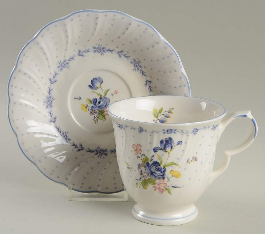 Blue Peony Footed Cup & Saucer Set by Nikko-1