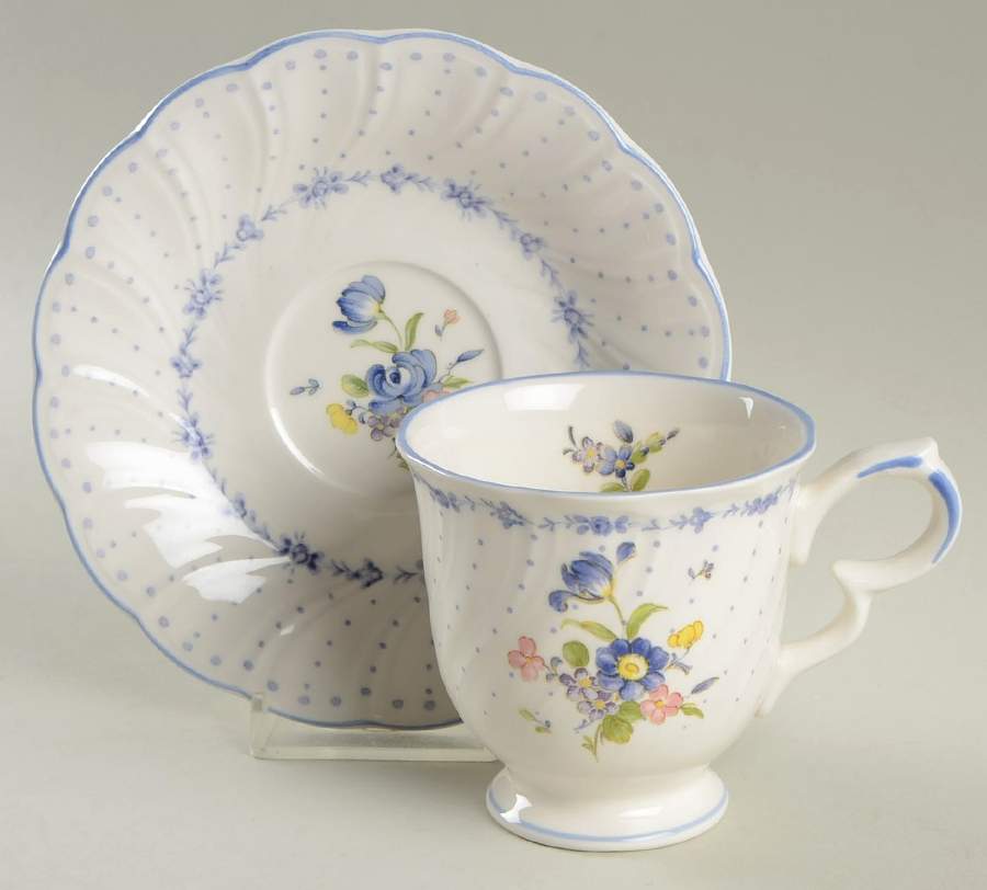 Blue Peony Footed Cup & Saucer Set by Nikko-1