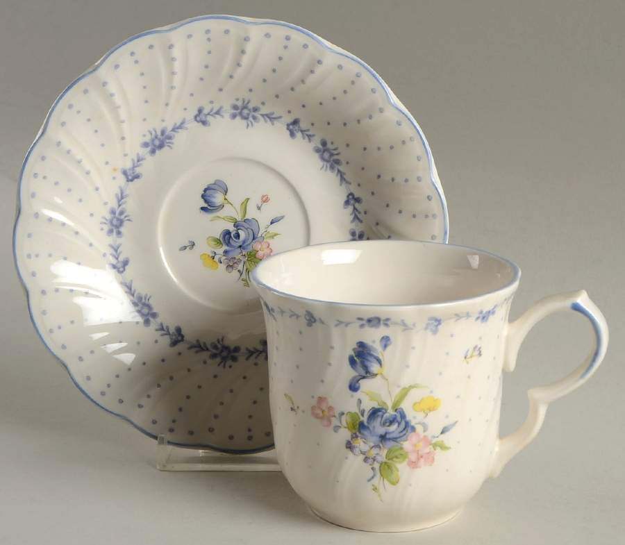 Blue Peony Flat Cup & Saucer Set by Nikko-1