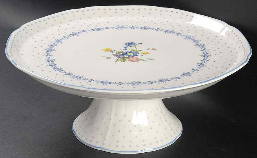 Blue Peony 11" Diameter Pedestal Cake Stand by Nikko-1