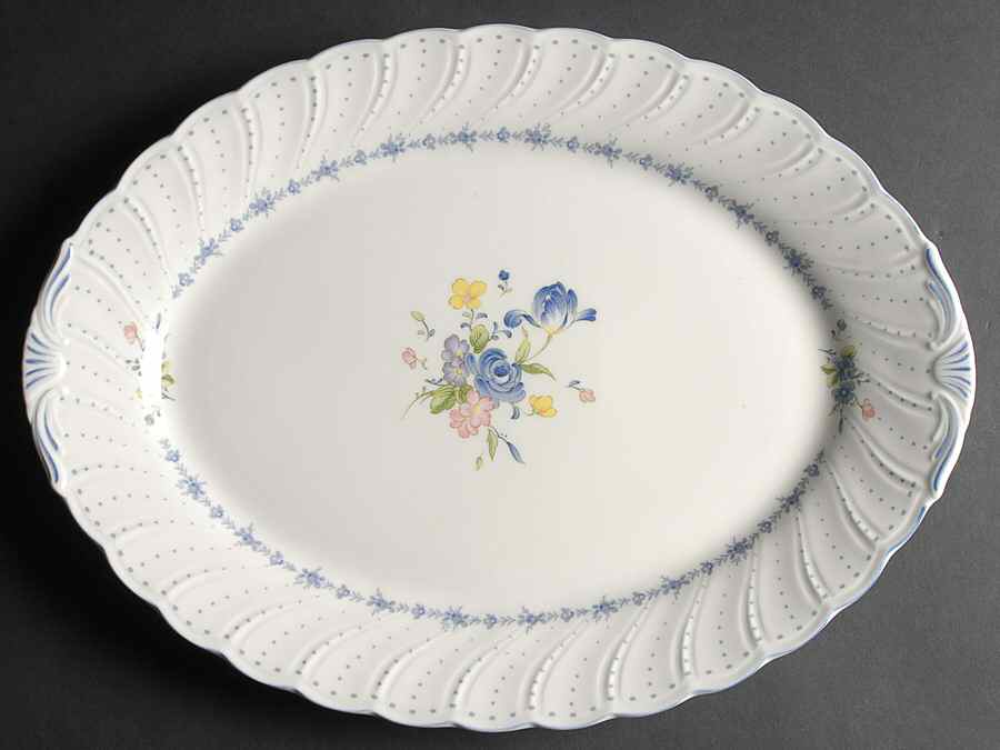 Blue Peony 17" Oval Serving Platter by Nikko-1