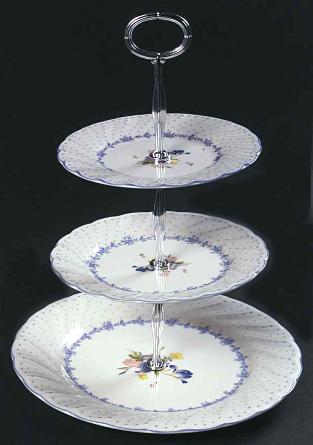 Blue Peony 13 7/8"-14 1/4" 3-Tiered Serving Tray(DP,SP,BB) HC by Nikko-1
