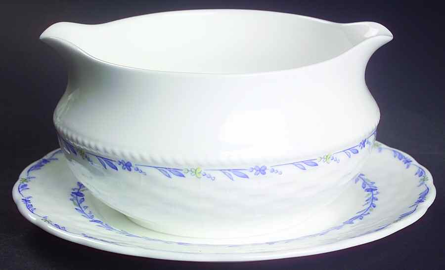 Blue Petals Round Gravy Boat & Bread and Butter Stand by Nikko-1