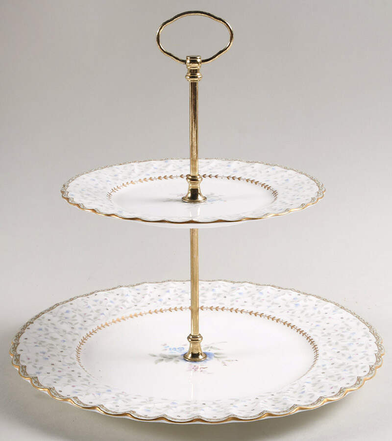 Blue Prose 2 Tiered Serving Tray (Dinner & Salad Plate) by Nikko-1