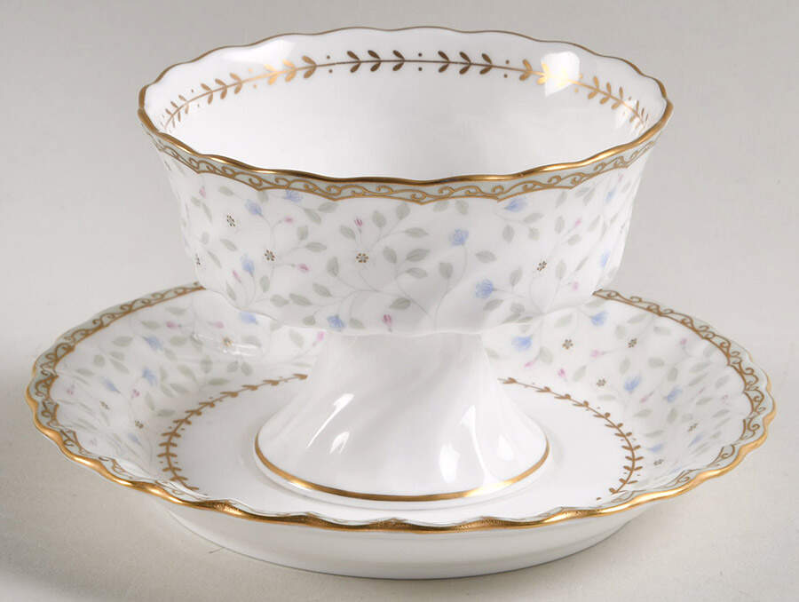 Blue Prose China Sherbet with Underplate by Nikko-1