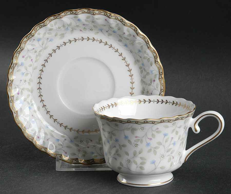 Blue Prose Footed Cup & Saucer Set by Nikko-1