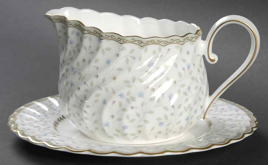 Blue Prose Round Gravy Boat & Bread and Butter Stand by Nikko-1
