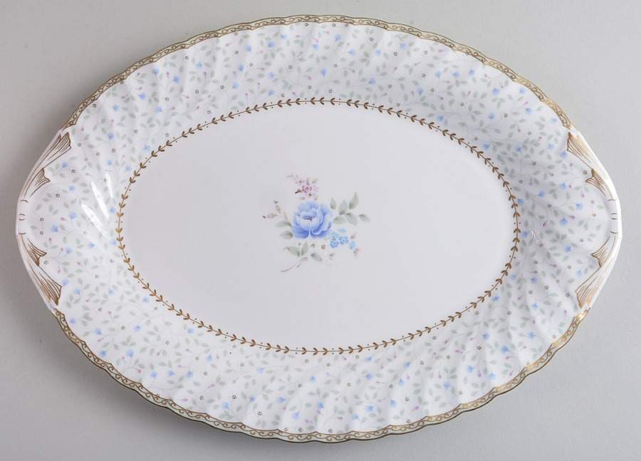 Blue Prose 14" Oval Serving Platter by Nikko-1