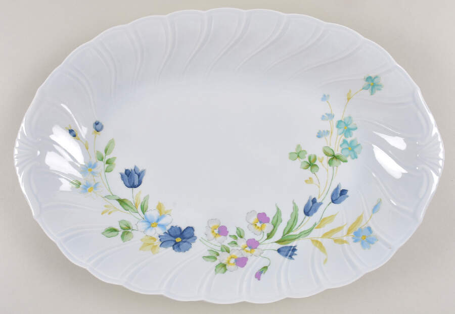 Blue Tulip 14" Oval Serving Platter by Nikko-1