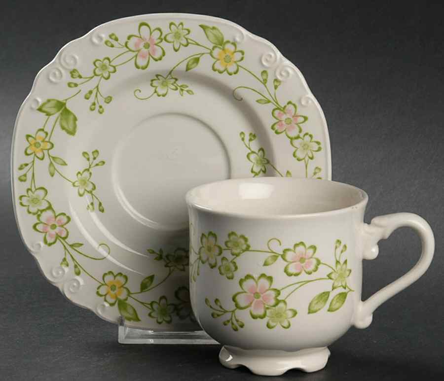 Blossom Time (No Trim) Footed Cup & Saucer Set by Nikko-1