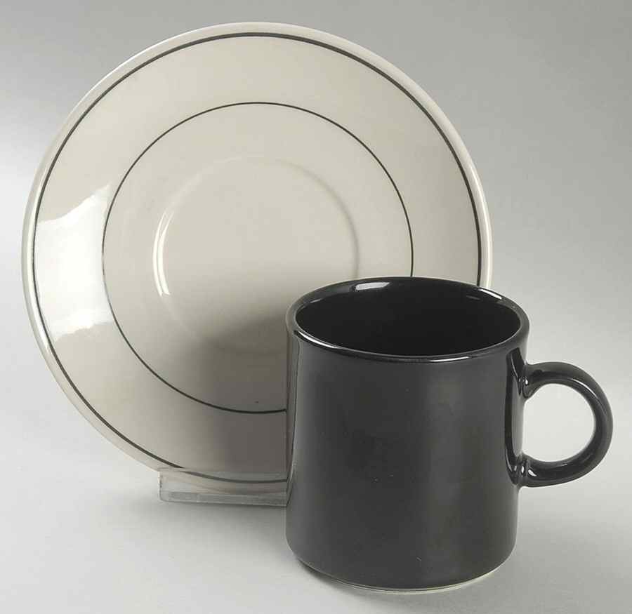 Black Triad Flat Cup & Saucer Set by Nikko-1