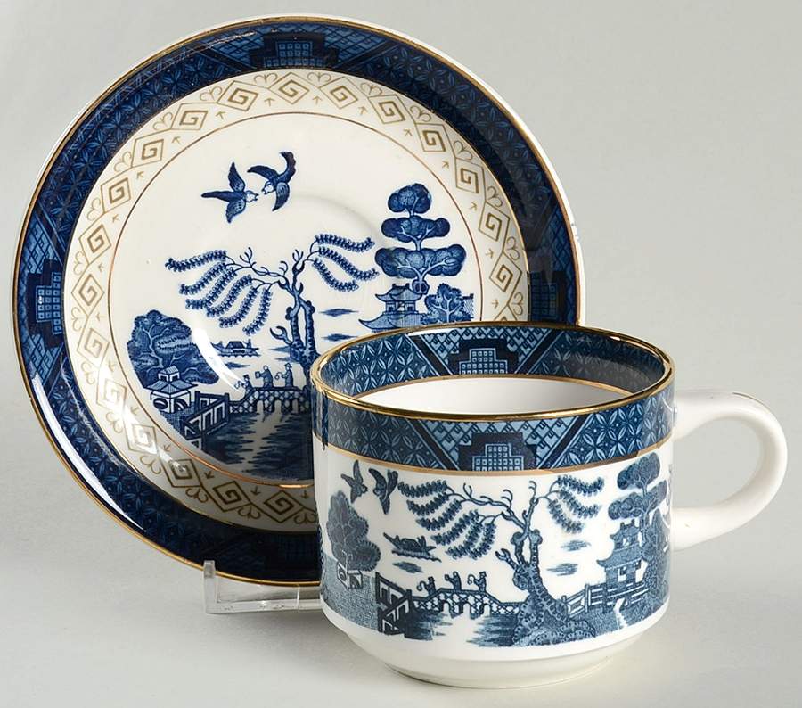 Blue Willow Flat Cup & Saucer Set by Nikko-1
