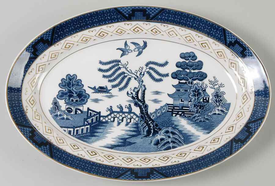 Blue Willow 12" Oval Serving Platter by Nikko-1