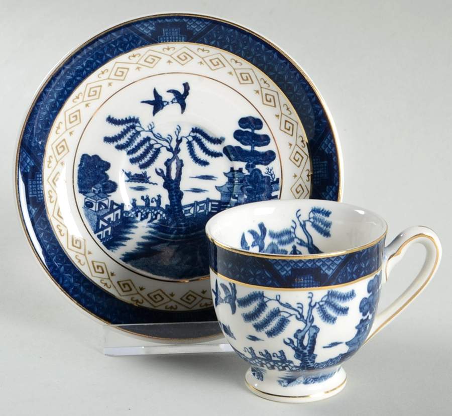 Blue Willow Footed Demitasse Cup & Saucer Set by Nikko-1