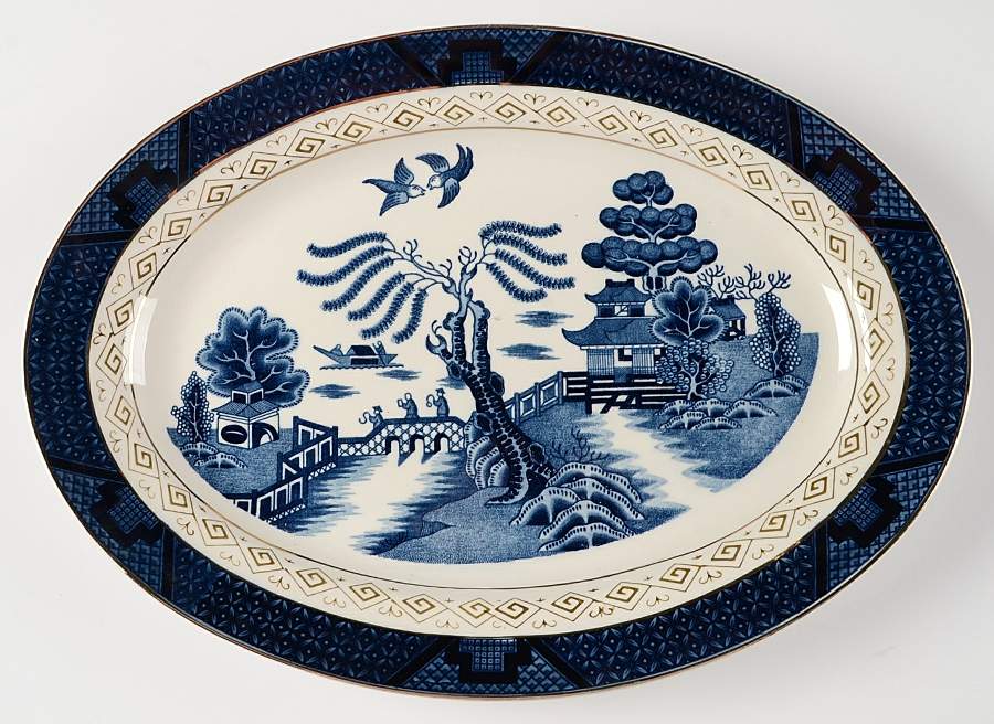 Blue Willow 13" Oval Serving Platter by Nikko-1