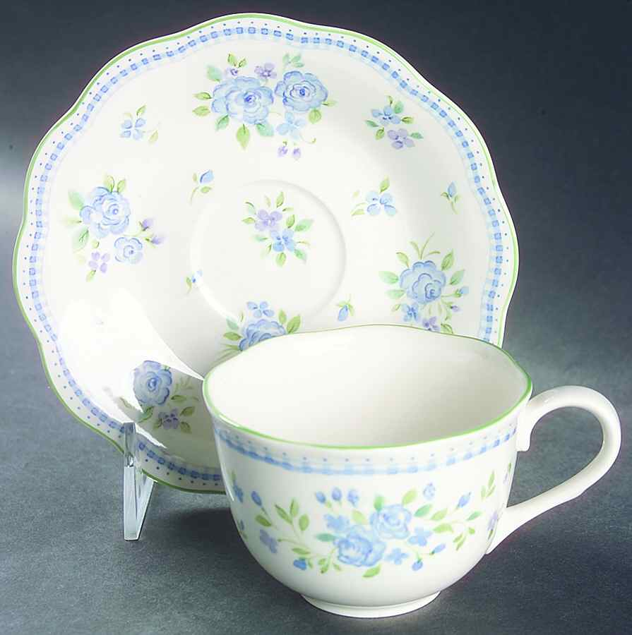 Bonnie Blue Flat Cup & Saucer Set by Nikko-1