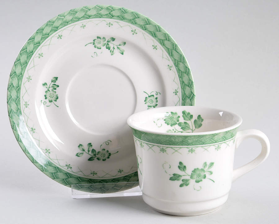 Braided Green Flat Cup & Saucer Set by Nikko-1