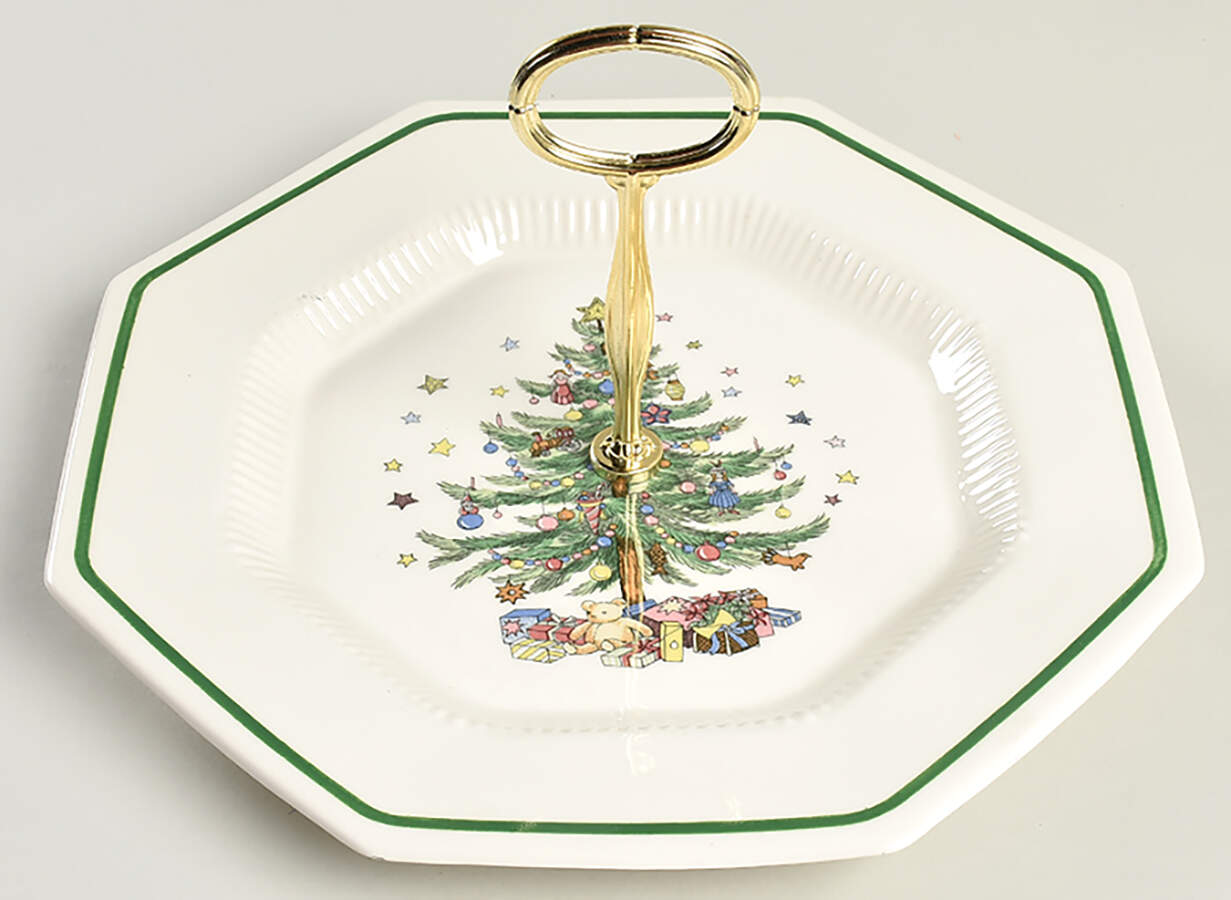 Christmastime Round Serving Plate with Center Handle (Dp) Hc by Nikko-1