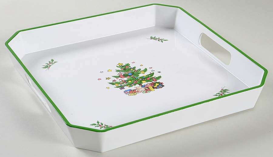 Christmastime 11" Square Plastic Serving Tray by Nikko-1
