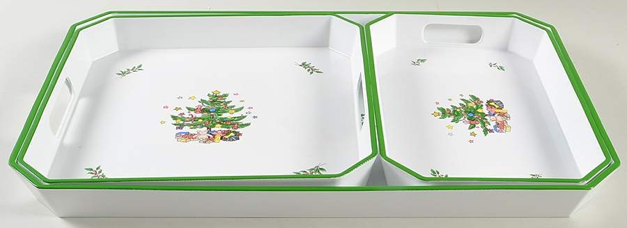 Christmastime (3 Pc) Plastic Hostess Tray Set by Nikko-1