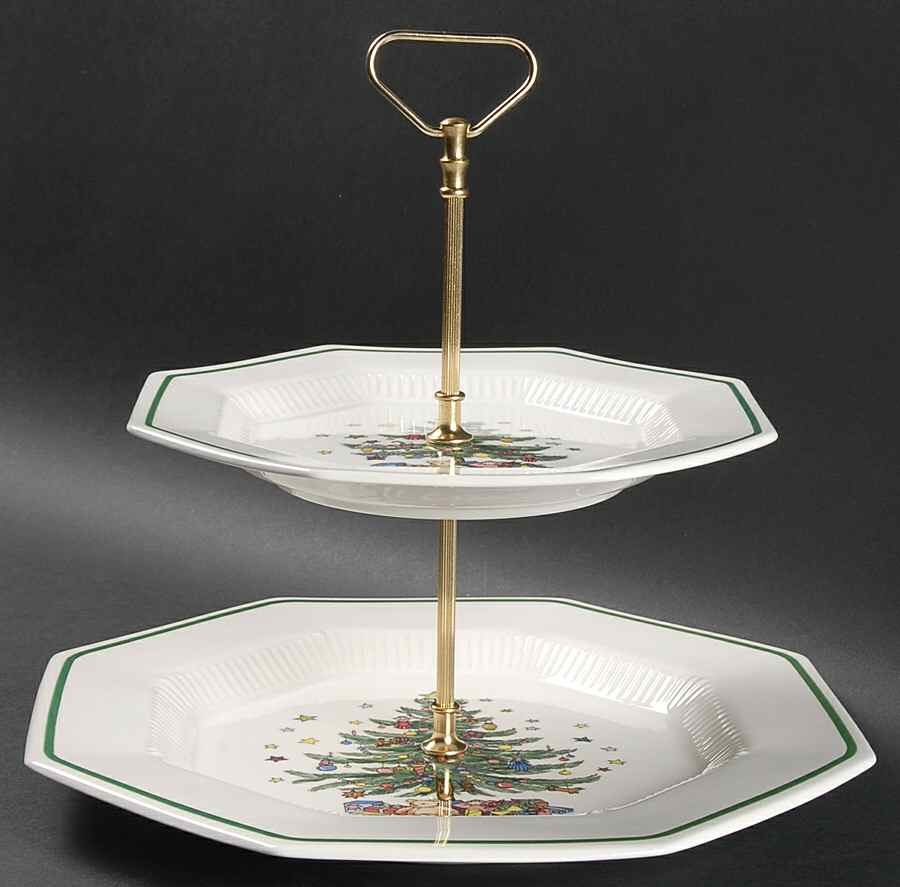 Christmastime 2 Tiered Serving Tray (Dinner & Salad Plate) by Nikko-1