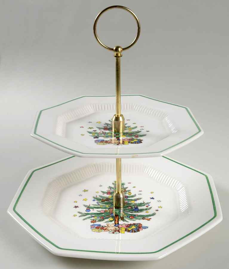 Christmastime 2 Tiered Serving Tray (Dinner & Salad Plate) by Nikko-1