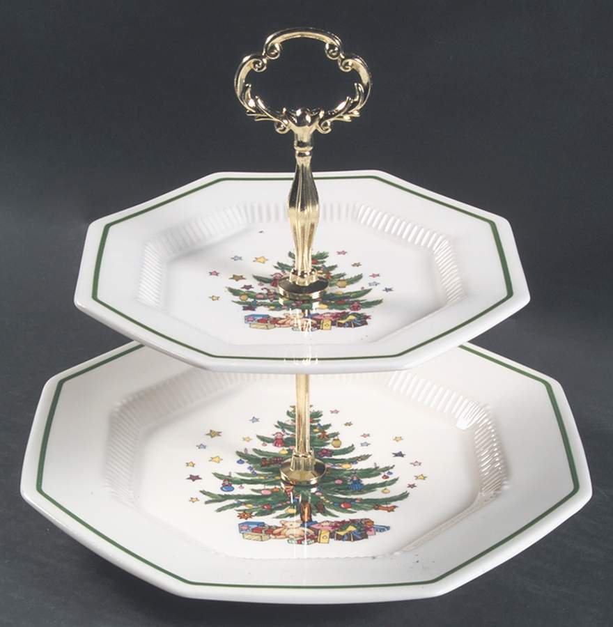 Christmastime 2 Tiered Serving Tray (Dinner & Salad Plate) by Nikko-1