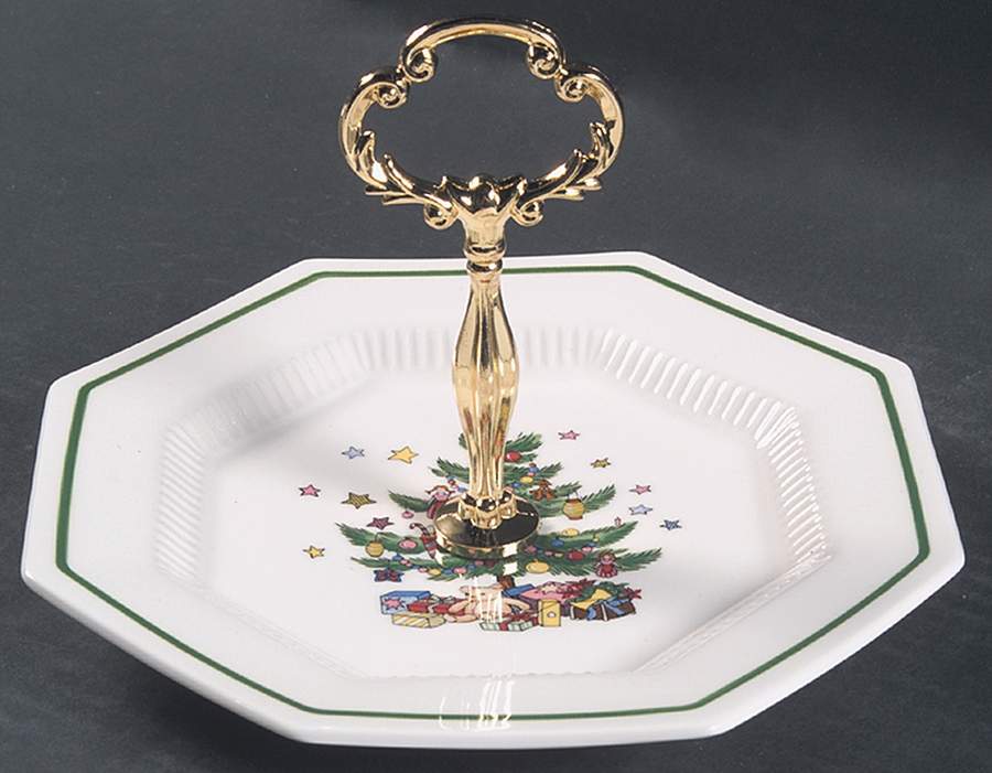 Christmastime Round Serving Plate with Handle (SP) by Nikko-1