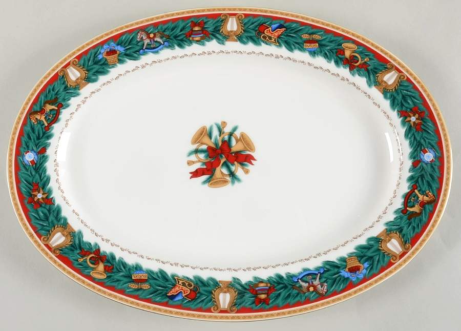 Christmas Tradition 14" Oval Serving Platter by Nikko-1