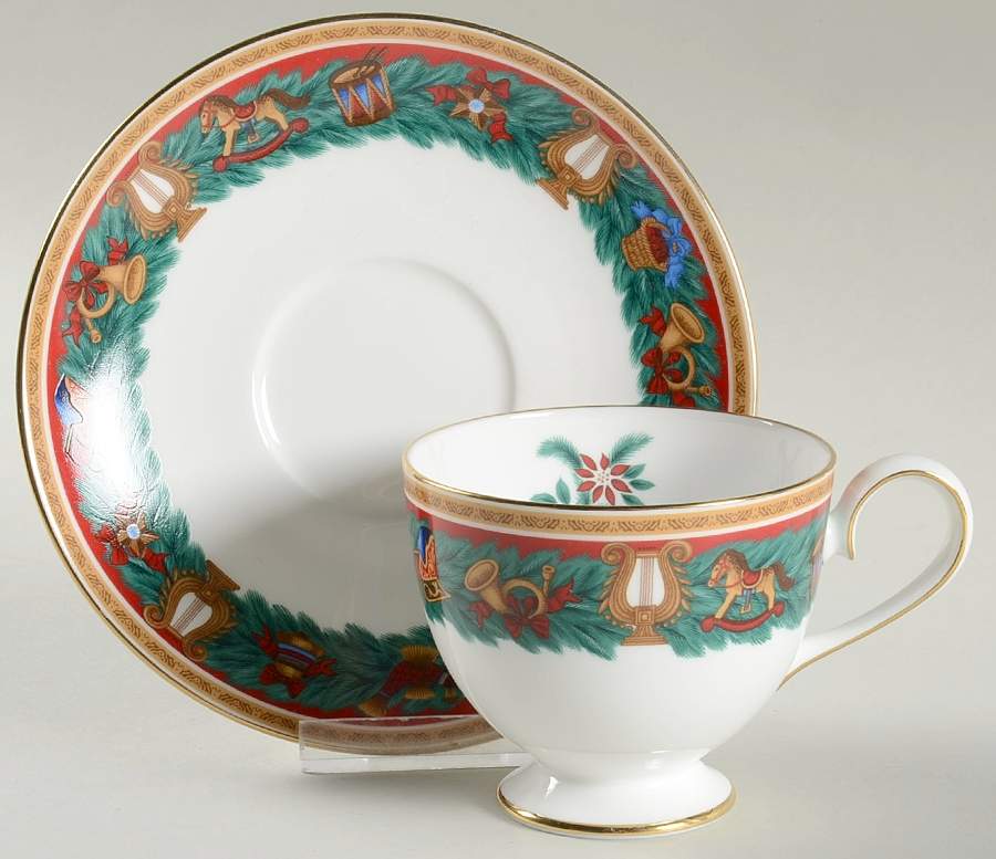 Christmas Tradition Footed Cup & Saucer Set by Nikko-1