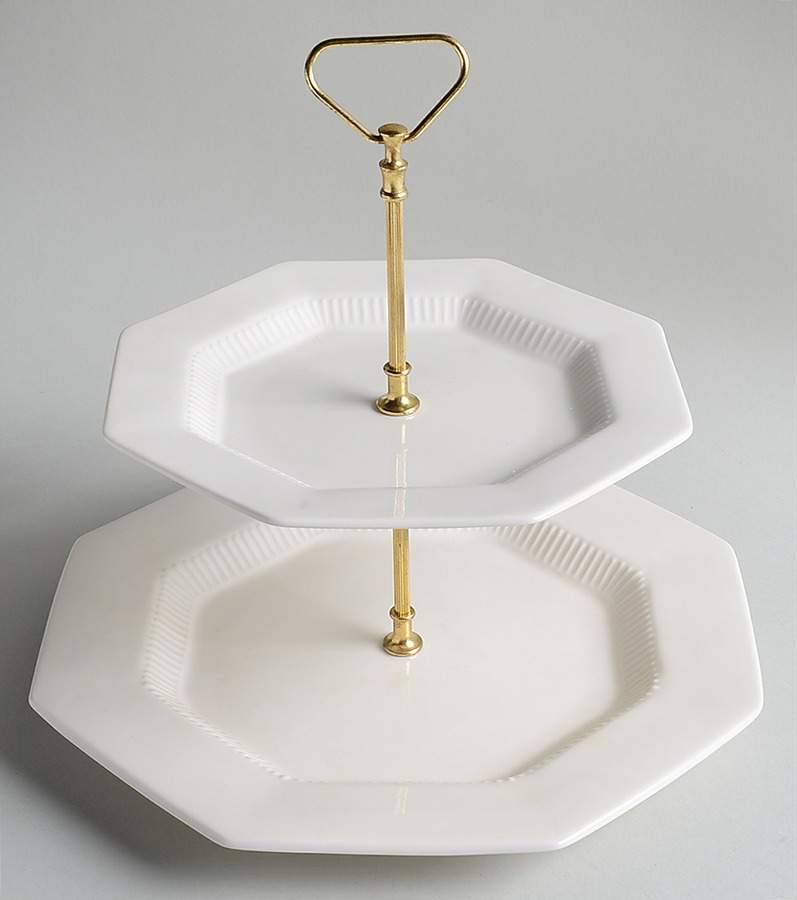 Classic White 2 Tiered Serving Tray (Dinner & Salad Plate) by Nikko-1