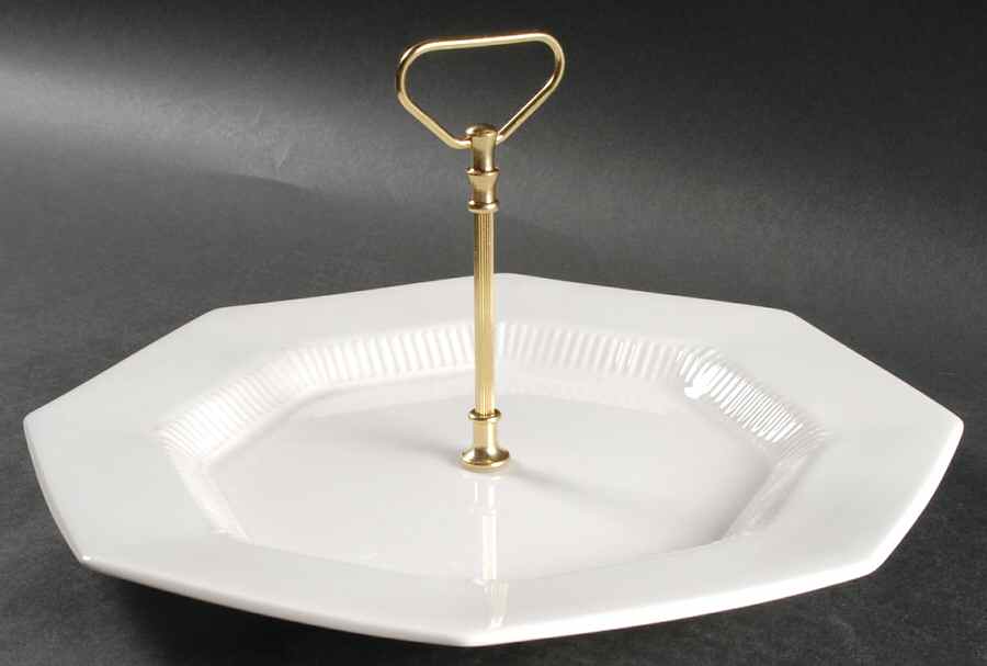Classic White Round Serving Plate with Handle (DP) by Nikko-1