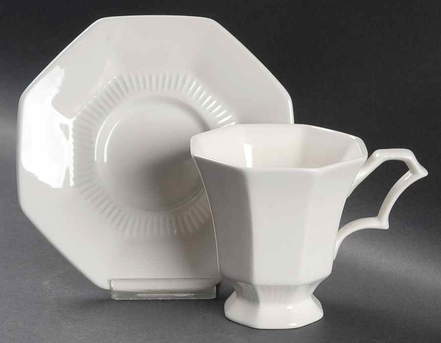 Classic White Footed Cup & Saucer Set by Nikko-1