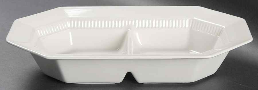 Classic White 11" Oval Divided Vegetable Bowl by Nikko-1
